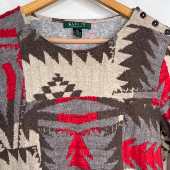 Lauren Ralph Lauren Sweater XL Aztec Tribal Southwestern Western Print Cotton - Picture 3 of 9